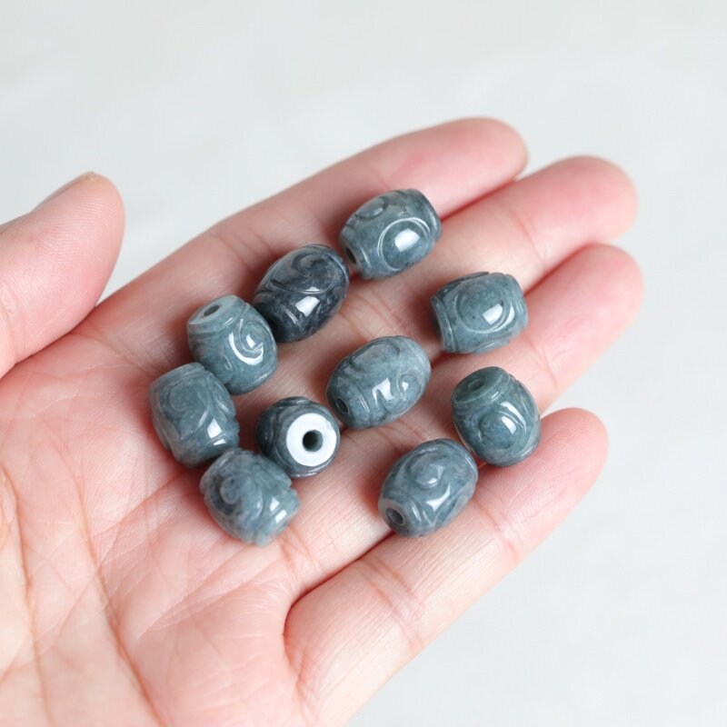 Beading - 5PC Natural Blue Water Jade Ripple
