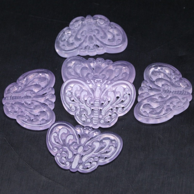 2pc Natural Purple Jade Hollow - Beading recension och pris