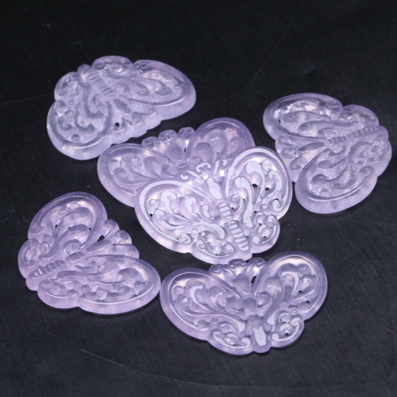 2pc Natural Purple Jade Hollow - Beading recension och pris