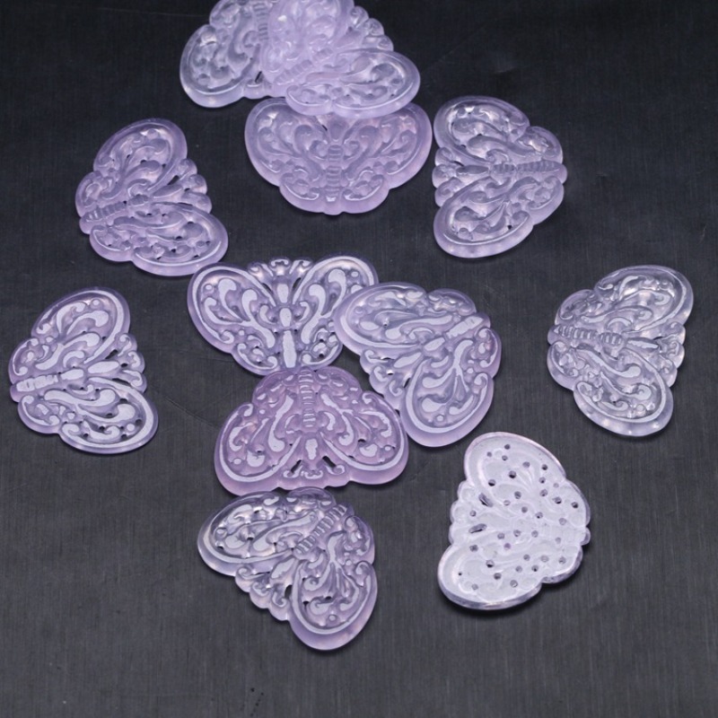 2pc Natural Purple Jade Hollow - Beading recension och pris