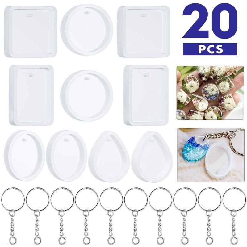 20Pcs Set DIY Keychain Pendant - Silicone Epoxy Resin Molds Set recension och pris