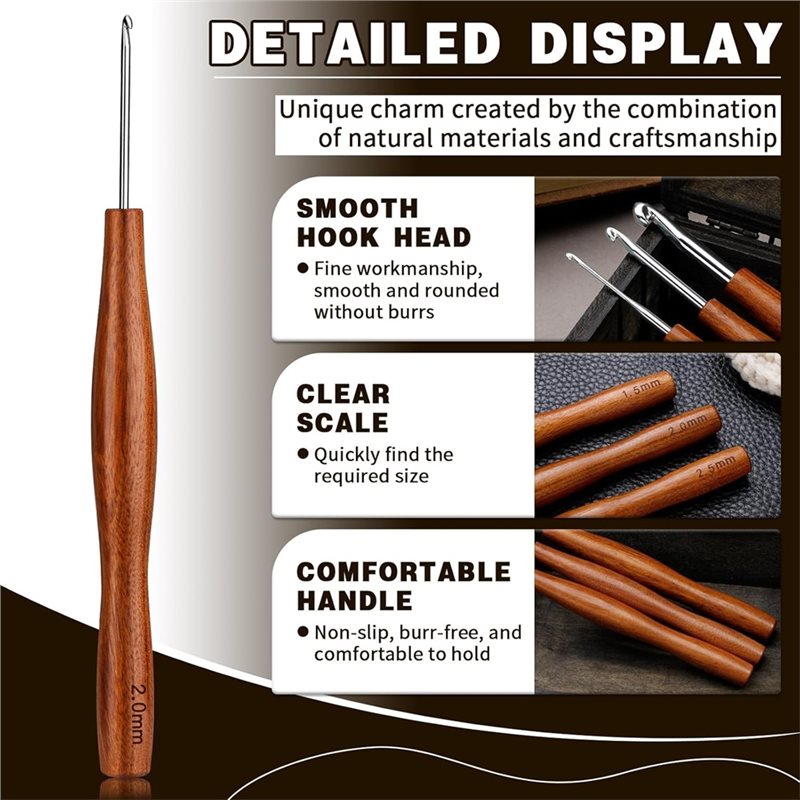 AS94-5 Pcs Crochet Hook, 5 Siz - Wooden Crochet Hooks Ergonomic Handle recension och pris
