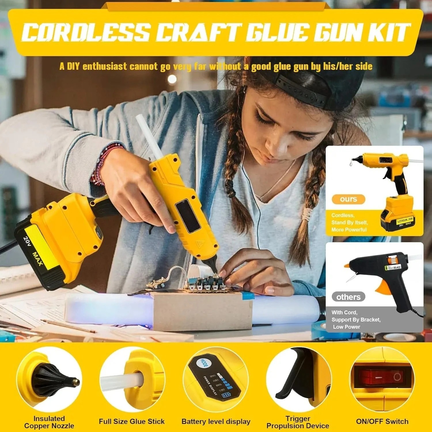 Cordless Electric Handheld Hot - Hot Melt Glue Gun Cordless recension och pris